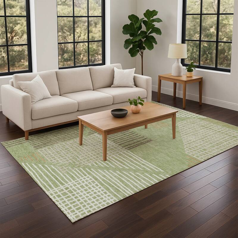 Machine Washable Indoor/ Outdoor Casual Contemporary Chantille Rug