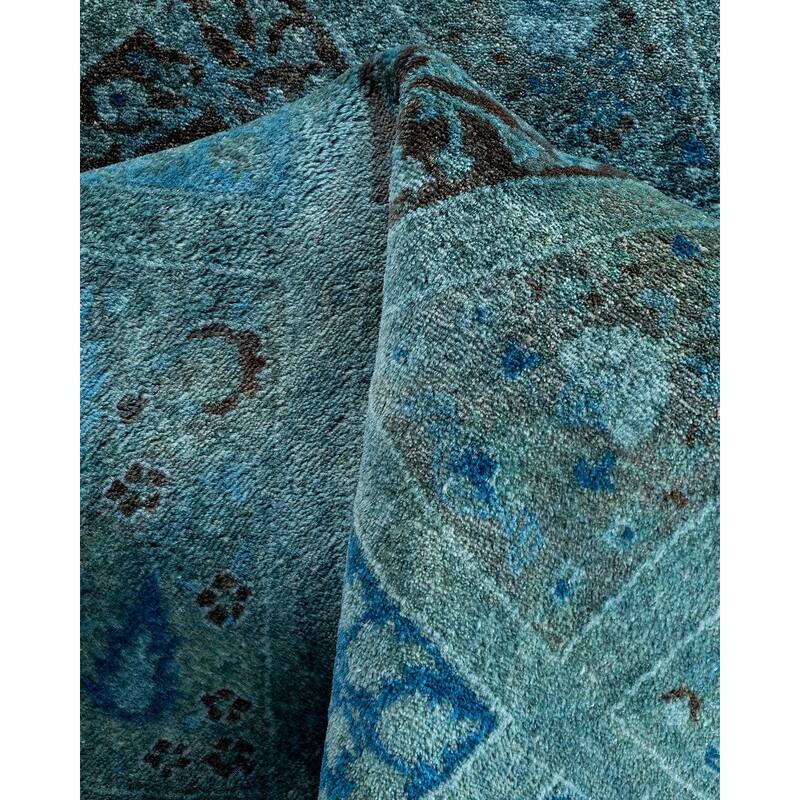 Contemporary Overdyed Wool Hand Knotted Round Area Rug - 6' 1" x 6' 1"