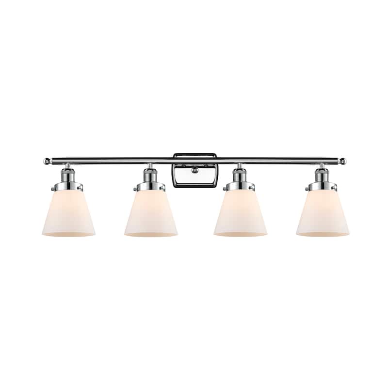 Innovations Lighting 916-4W-11-36 Cone Vanity Cone 4 Light 36" Wide - Polished Chrome / Matte White