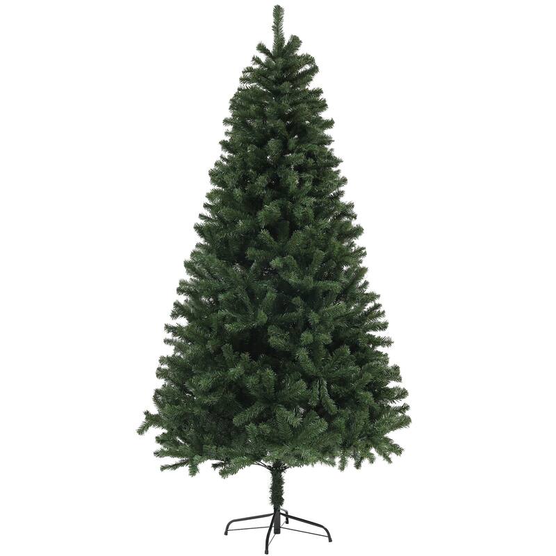 7.5ft Unlit Artificial Xmas Tree, 1346 Tips, Easy Setup with Steel Base, Realistic Holiday Decor - Green