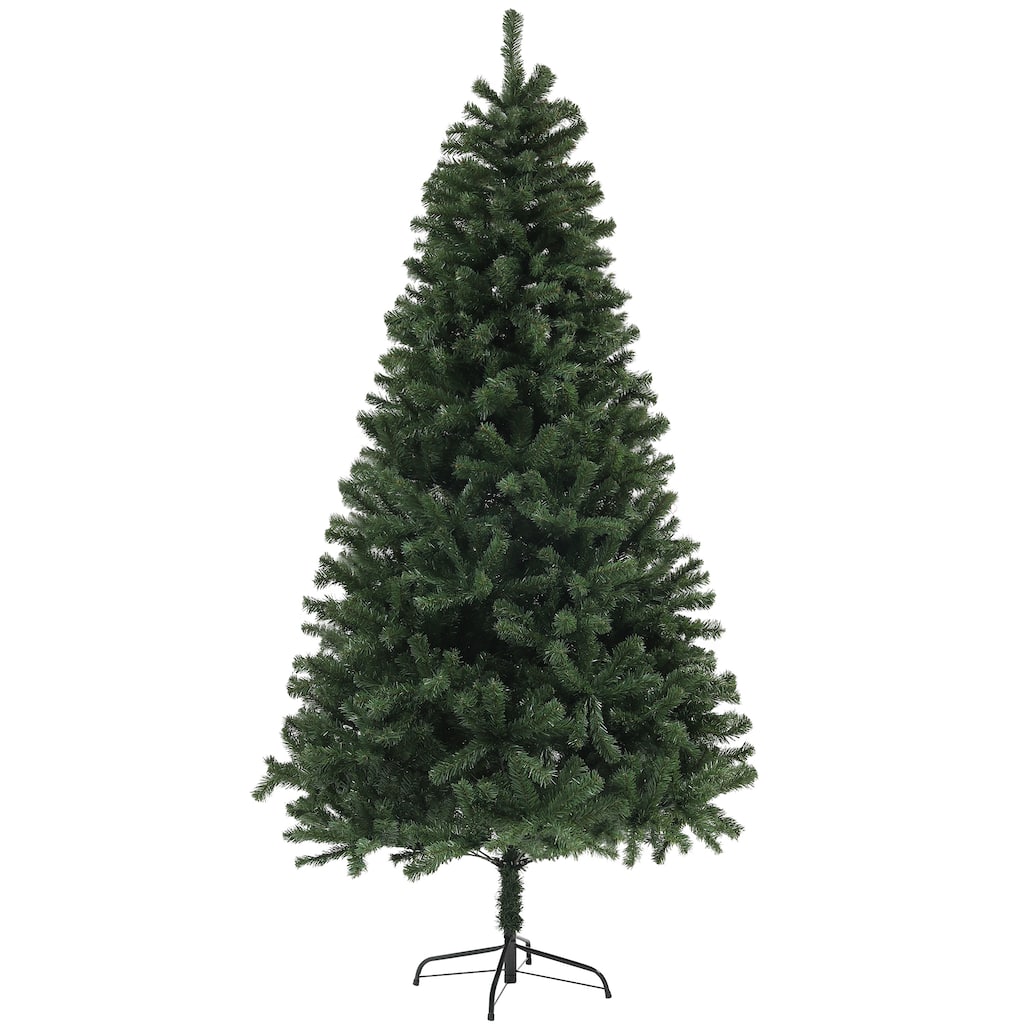 7.5ft Unlit Artificial Xmas Tree, 1346 Tips, Easy Setup with Steel Base, Realistic Holiday Decor