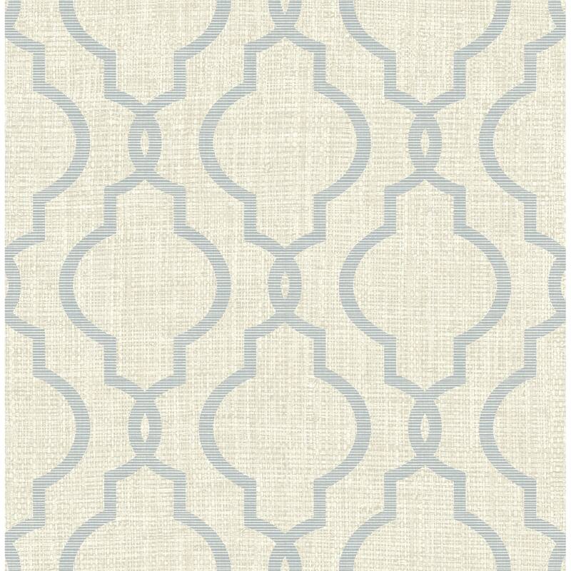 Kenneth James Geometric Jute Grey Quatrefoil Wallpaper - 20.5in x 396in x 0.025in