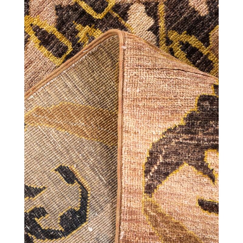 Overton Hand Knotted Wool Vintage Inspired Modern Contemporary Arts & Crafts Beige Area Rug - 5' 10" x 9' 4"