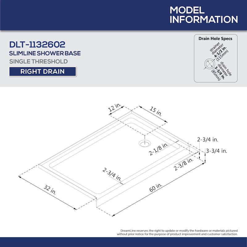 DreamLine Duet 32 in. D x 60 in. W x 74 3/4 in. H Bypass Sliding Shower Door and Shower Base Kit - 32" x 60"