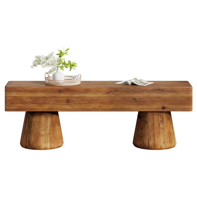 Solid Wood Entryway Shoe Bench, 47” Rustic End of Bed Bench