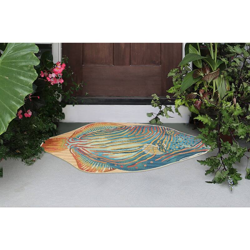Liora Manne Esencia Triggerfish Indoor/Outdoor Mat Multi 3'3" x 1'9" SHAPED - 3'3" x 1'9" SHAPED