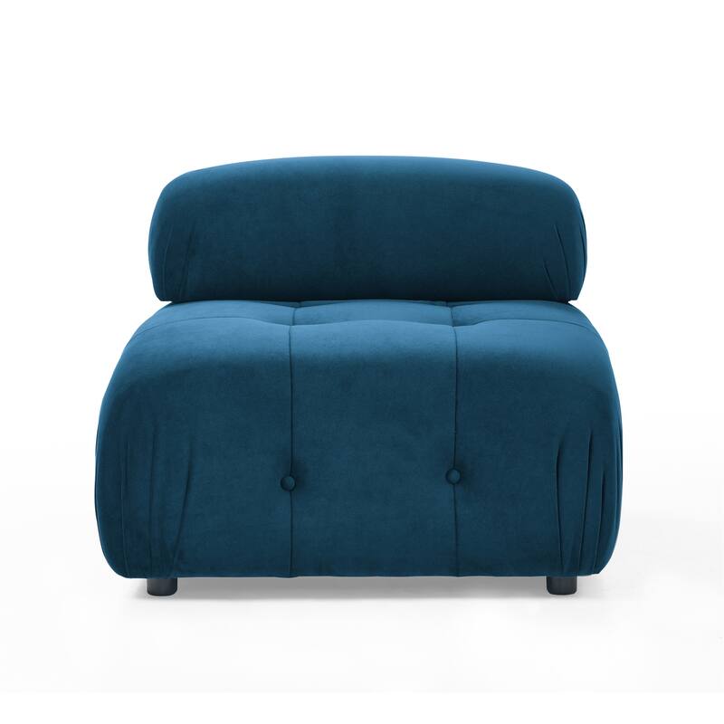 93" Velvet Modular Sectional Sofa with Button Tufted Design, Reversible Ottoman and DIY Combination