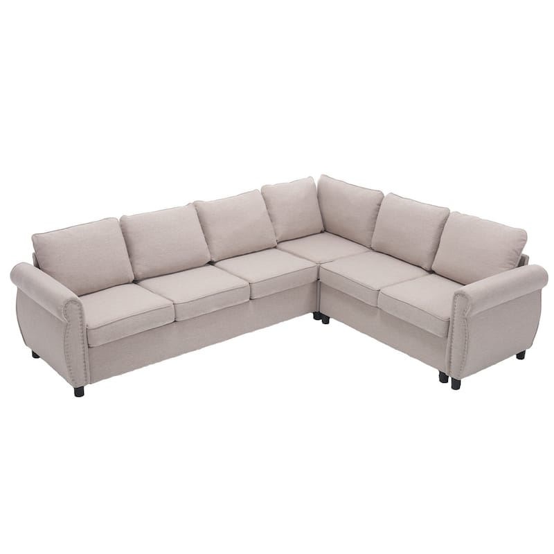 104'' 6-Seat L-Shaped Sectional Sleeper Sofa 2-in-1 Pull Out Couch Bed