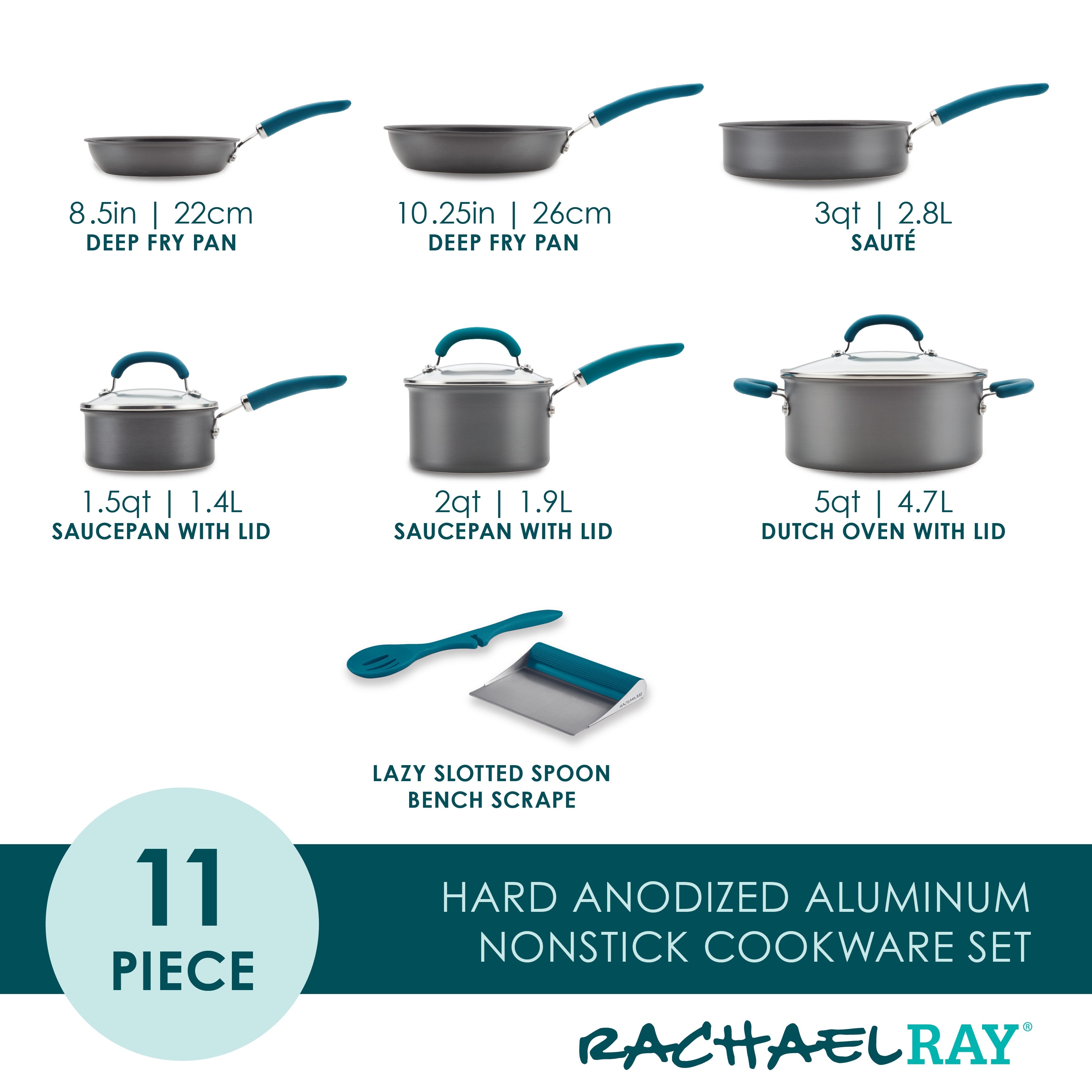 Rachael Ray Create Delicious Hard-Anodized Aluminum Nonstick Cookware  Induction Pots and Pans Set, 11-Piece - Bed Bath & Beyond - 26517515