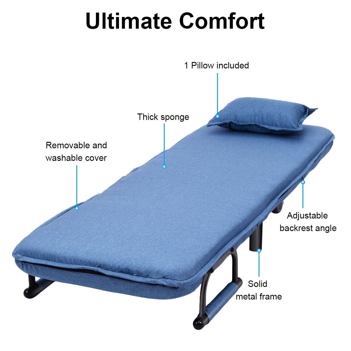 Costway convertible sofa bed folding arm chair sleeper leisure recliner lounge couch top