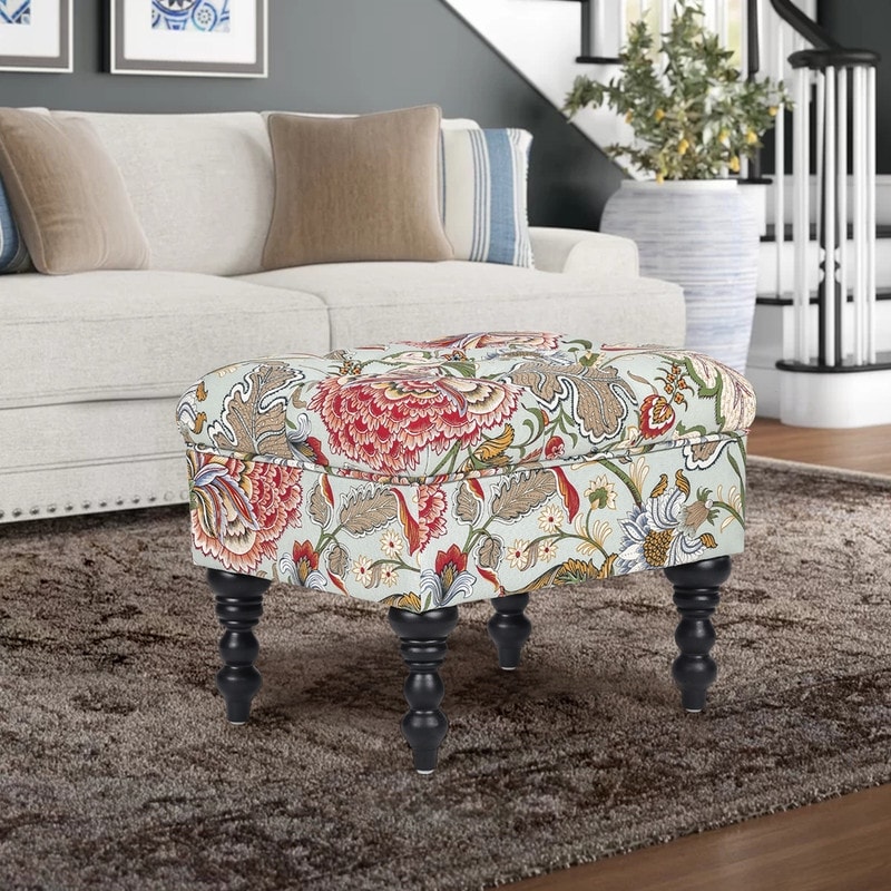 Adeco Tufted Ottoman Stool - Medium - Multi