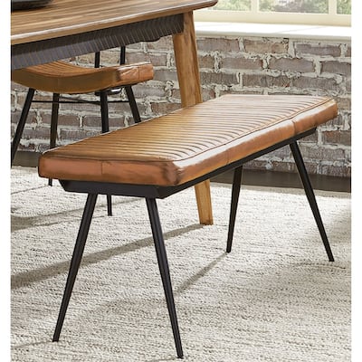 Rustic Modern Design Leather Upholstered Dining Bench