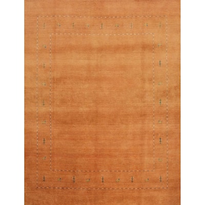 Hand Knotted Oriental 100% Wool Carpet Tribal Animal Pictorial Oranges & Rust Gabbeh Area Rug - 7' 11'' X 7' 9''