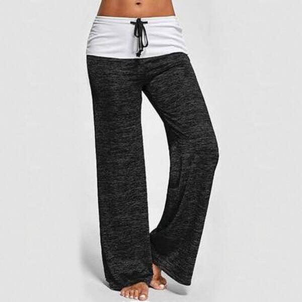 Shop High Waist Solid Color Wide Leg Pants Casual Pants