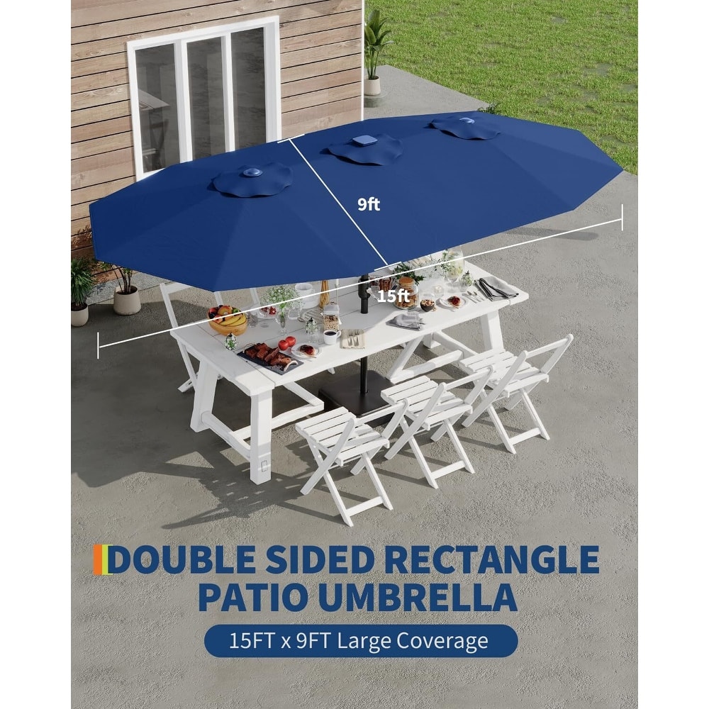 Coromose 15ft Large Patio Umbrella with Base, UV Protection, for Sun Safety