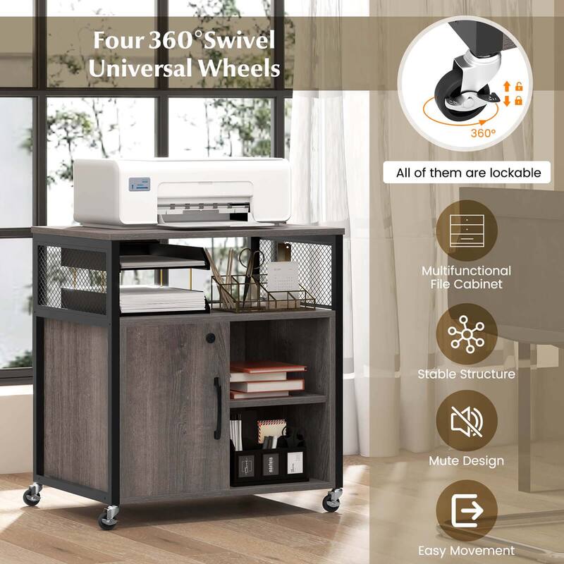 Costway File Cabinet on Wheels with Charging Station & Cable - See Details