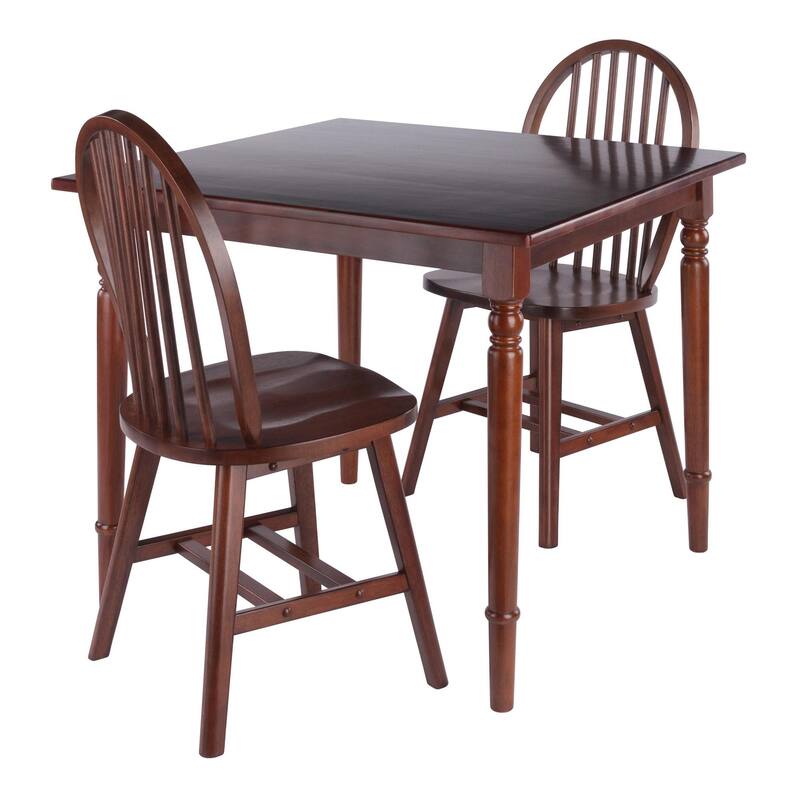 Square Dining Table with Arched Chairs - 36" - Walnut Brown - Set of 3