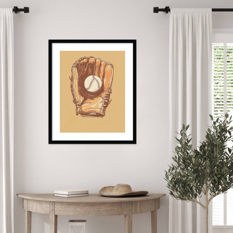 Baseball Glove by Andreas Magnusson Wood Framed Wall Art Print