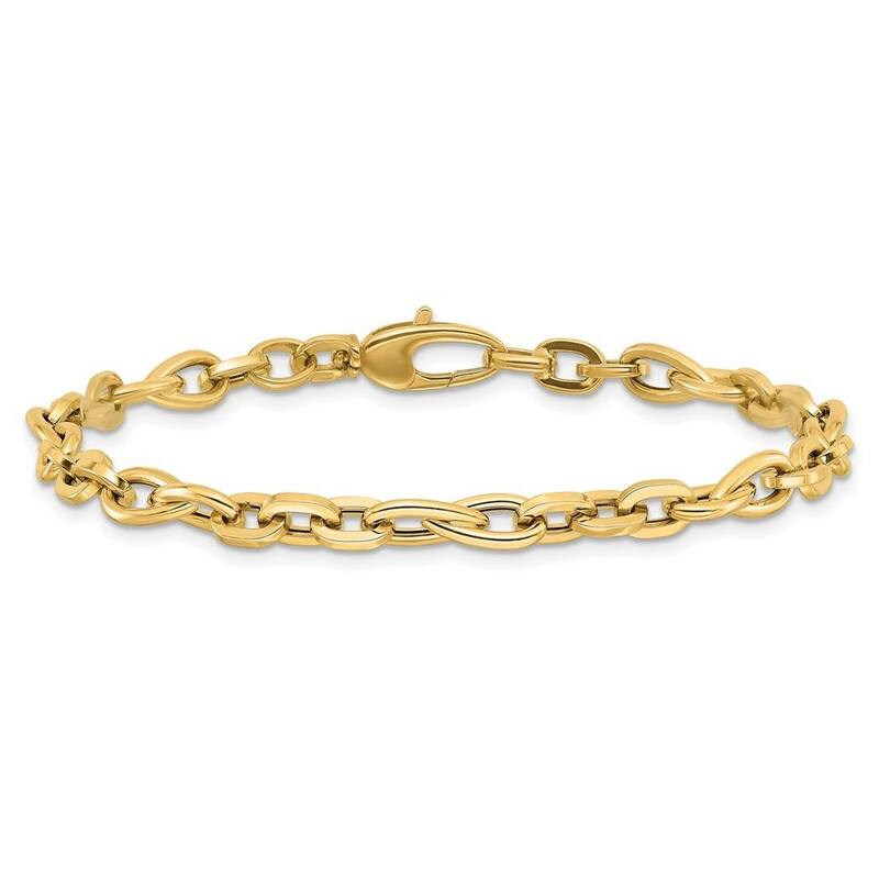 Curata 14k Yellow Gold Polished Fancy Link Bracelet 7.5 Inch