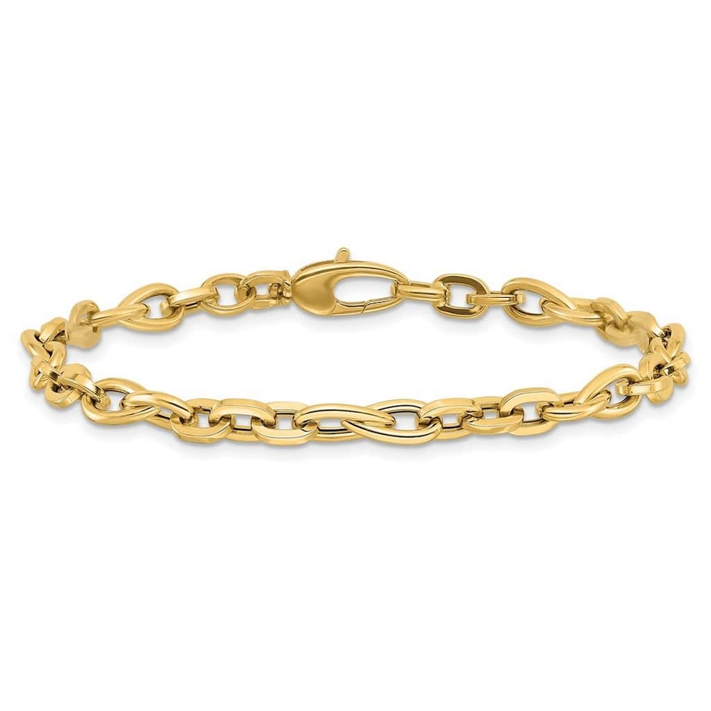 Curata 14k Yellow Gold Polished Fancy Link Bracelet 7.5 Inch