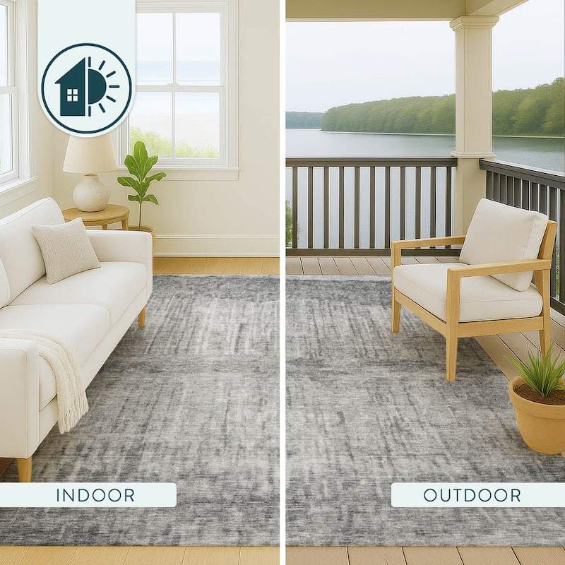 Machine Washable Indoor/ Outdoor Modern Ombre Chantille Rug