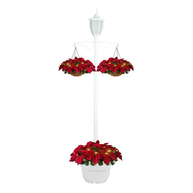 Sun-Ray Crestmont Flaming LED Solar Lamp Post Planter with Hanger