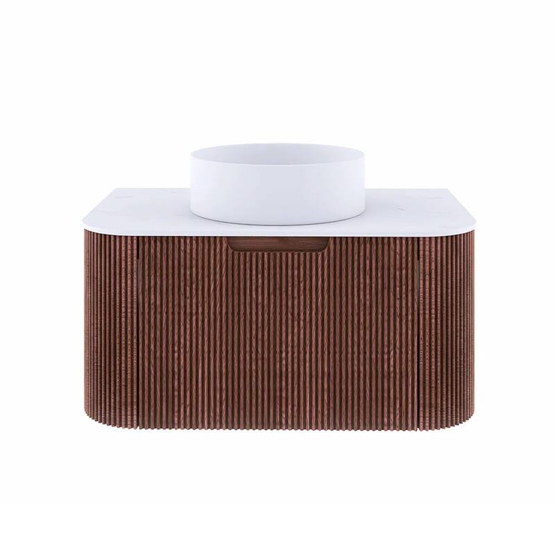 Wall-Mounted Bathroom Vanity with White Round Ceramic Sink