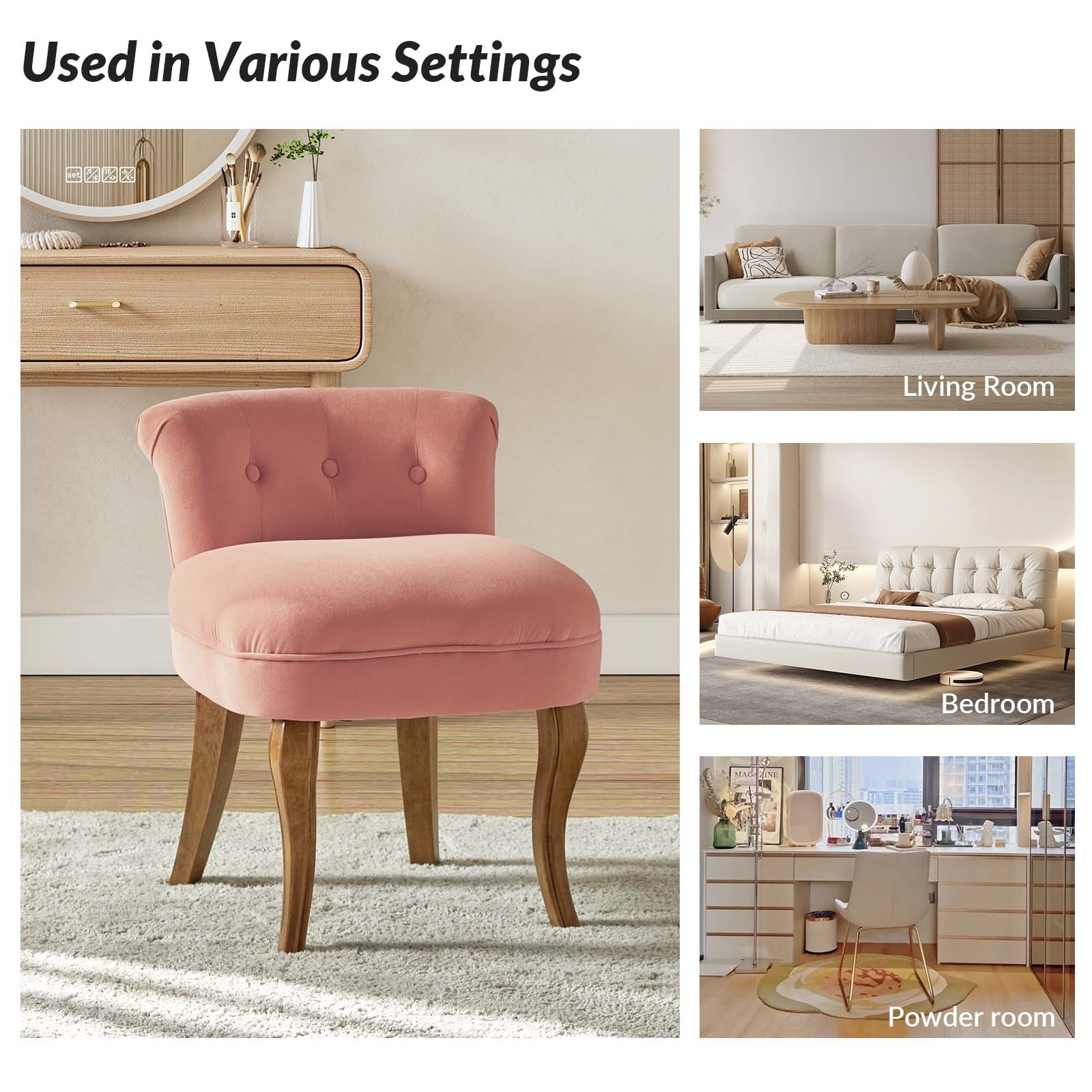 Blush pink vanity 2025 stool