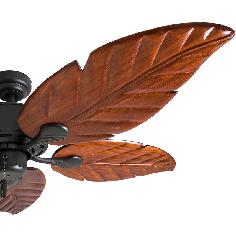 52" Honeywell Willow View Bronze Indoor Ceiling Fan with Hand Carved Wooden Leaf Blades