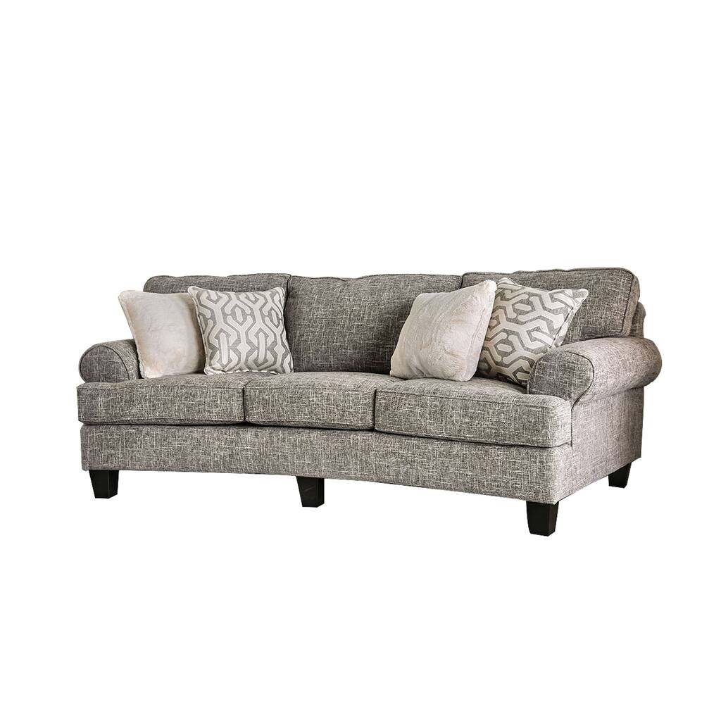 Burlap Weave Sofa with Tapered Legs Design in Gray