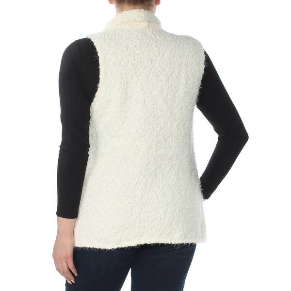 Shop Kensie Womens Ivory Draped Fuzzy Open Cardigan Vest Top Size