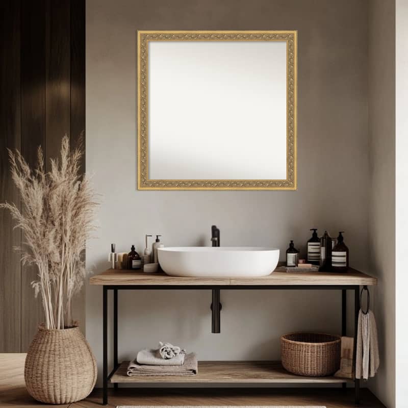 Carter Dark Gold Non-Beveled Wood Framed Bathroom Vanity Wall Mirror - Carter Dark Gold