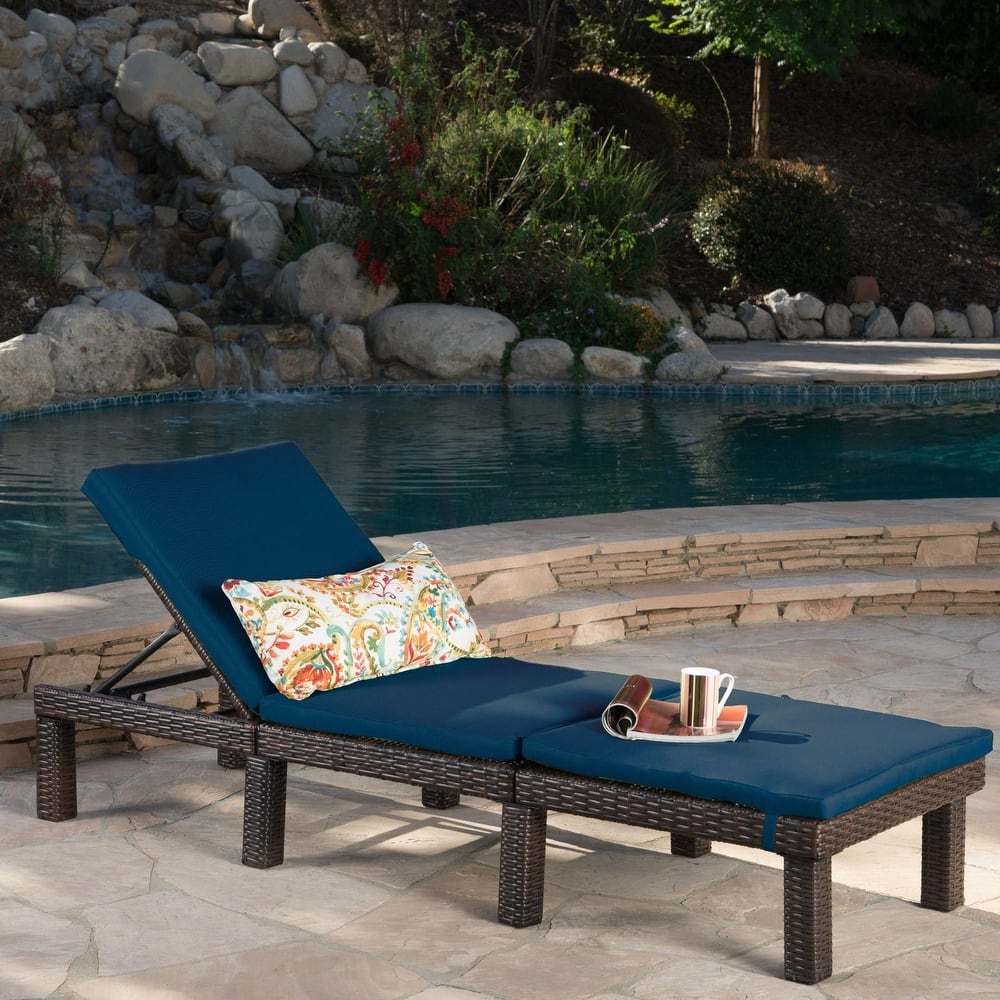 Jamaica Outdoor Chaise Lounge with Cushion by Christopher Knight Home