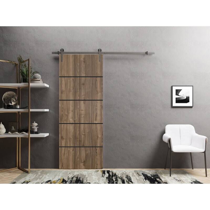 Sturdy Barn Door 36 x 80 Planum 0015 Walnut with 6.6FT