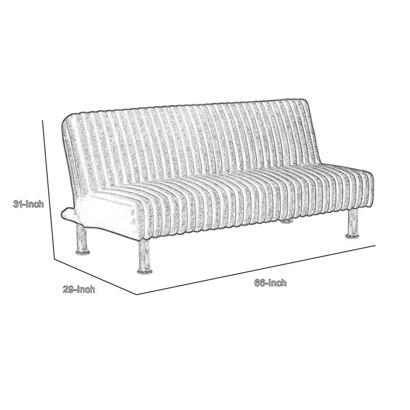 Hini Fold Out Futon Sofa Bed, Light Gray, Modern Chrome Metal Legs