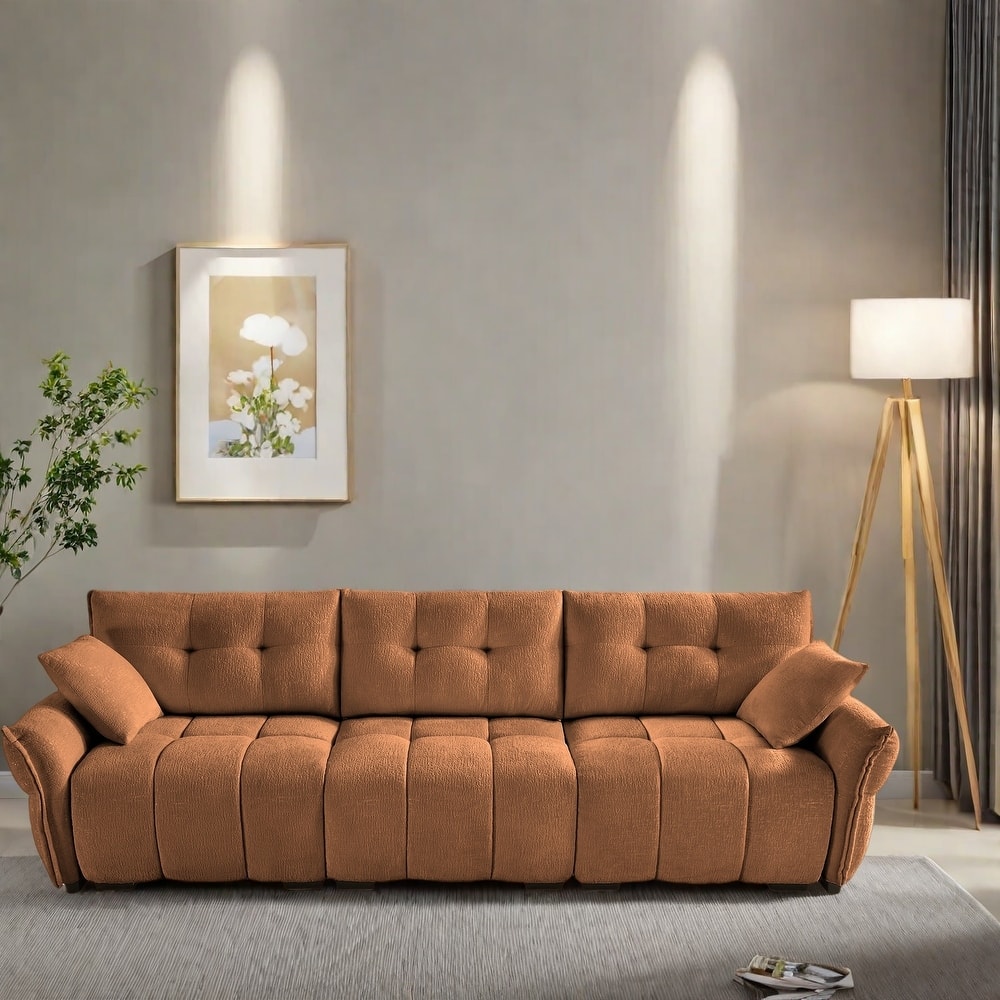 110.2" Chenille 4-Seat Sofa with Tufted Design,High-Resilience Sponge Cushions