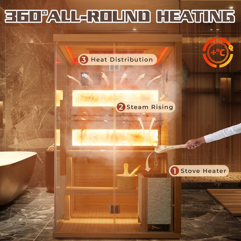 Infrared Sauna up to 4 Person with 15 Minutes Warm-up Heater Tube & Carbon Plate