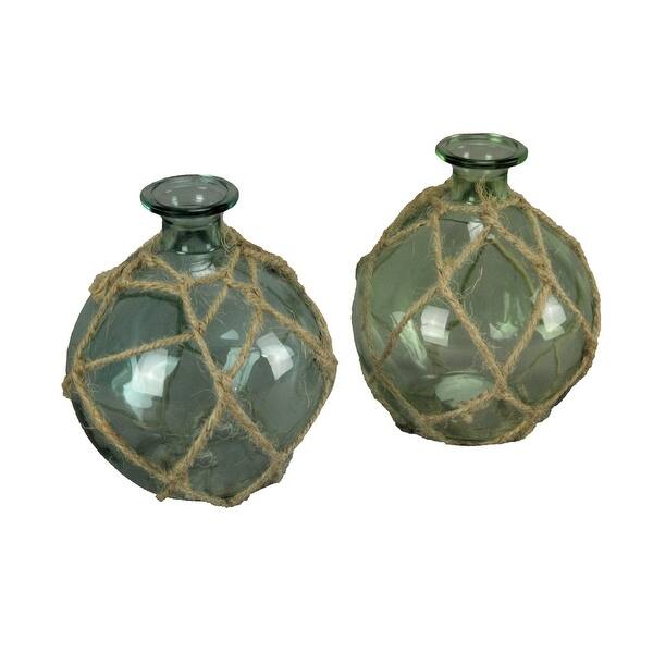 Shop Blue Green Glass Rope Wrapped Decorative Vase Buoy Bottle