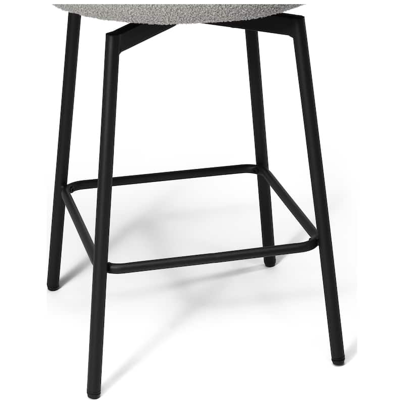 Bayville 27 Inch Faux Shearling Fabric Upholstered Swivel Counter Stool (Set of 2)