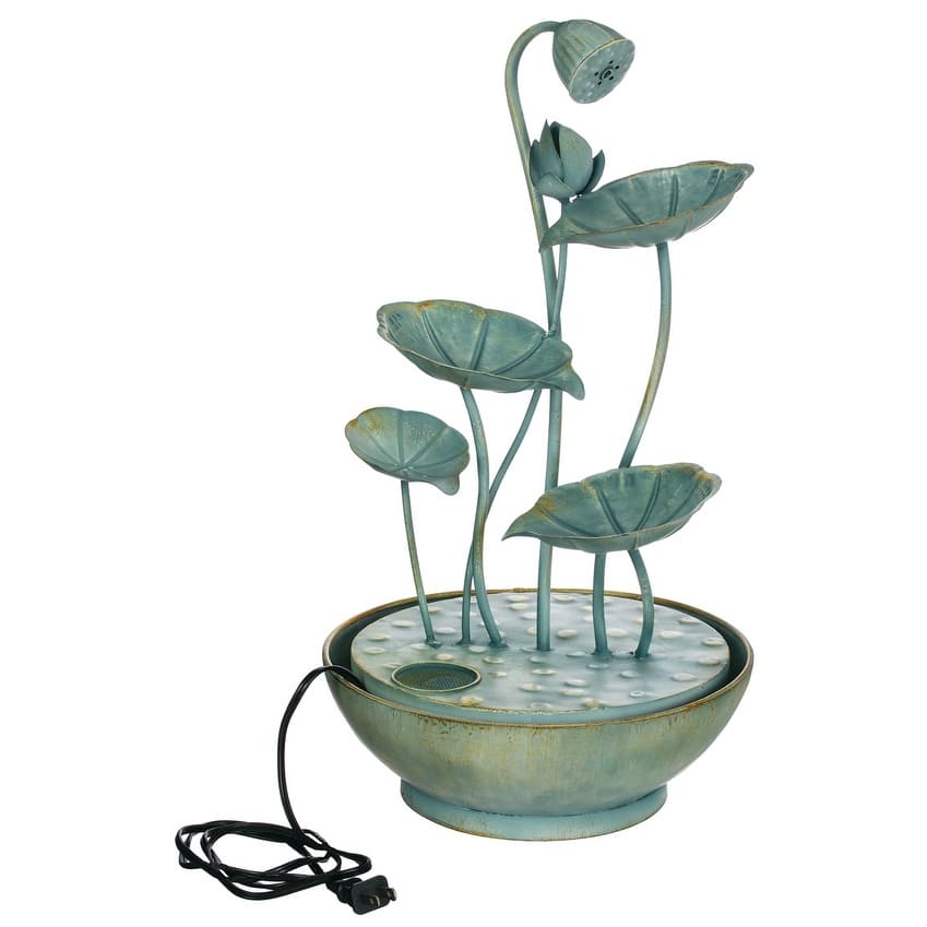 Sullivans Lily Pad Fountain, Green - 10.75"L x 10.75"W x 20"H