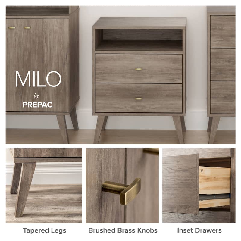 Prepac Milo Mid-Century Modern 6 Drawer Double Dresser for Bedroom, Chest of Drawers, Contemporary Bedroom Furniture