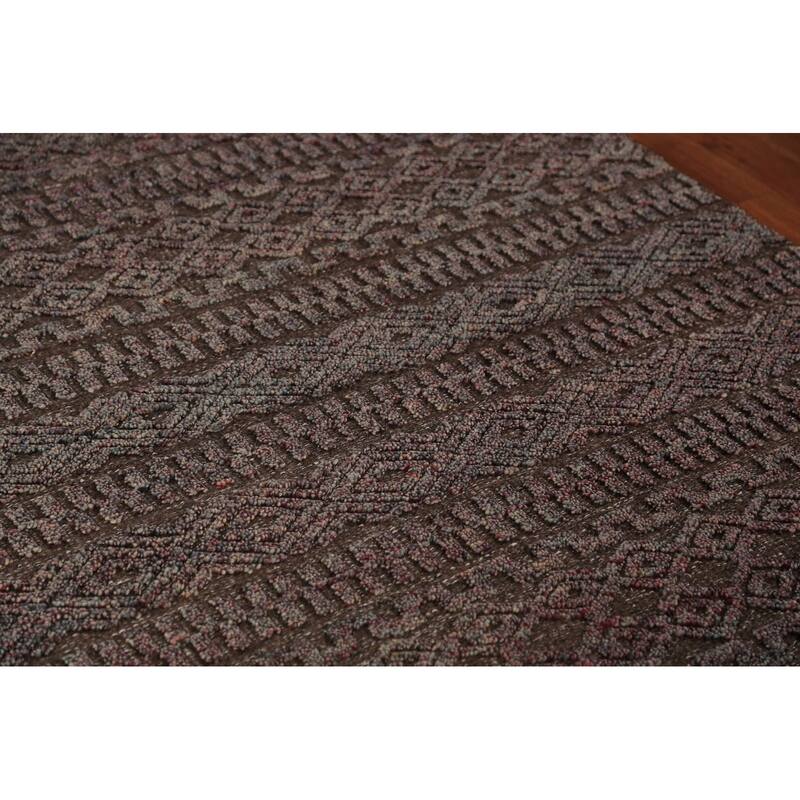 Brown Moroccan Indian Area Rug Handmade Wool Carpet - 5'1" x 8'1"