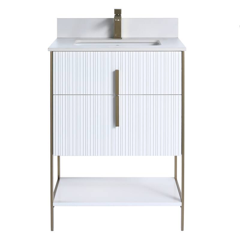 Fine Fixtures Serenity Modern Bathroom Vanity with White Stone Top