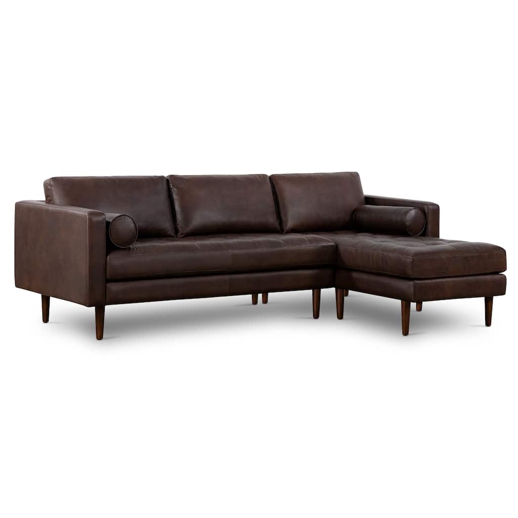 Poly & Bark Napa 104.5" Right-facing Sectional Sofa - Full Grain Genuine Italian Leather