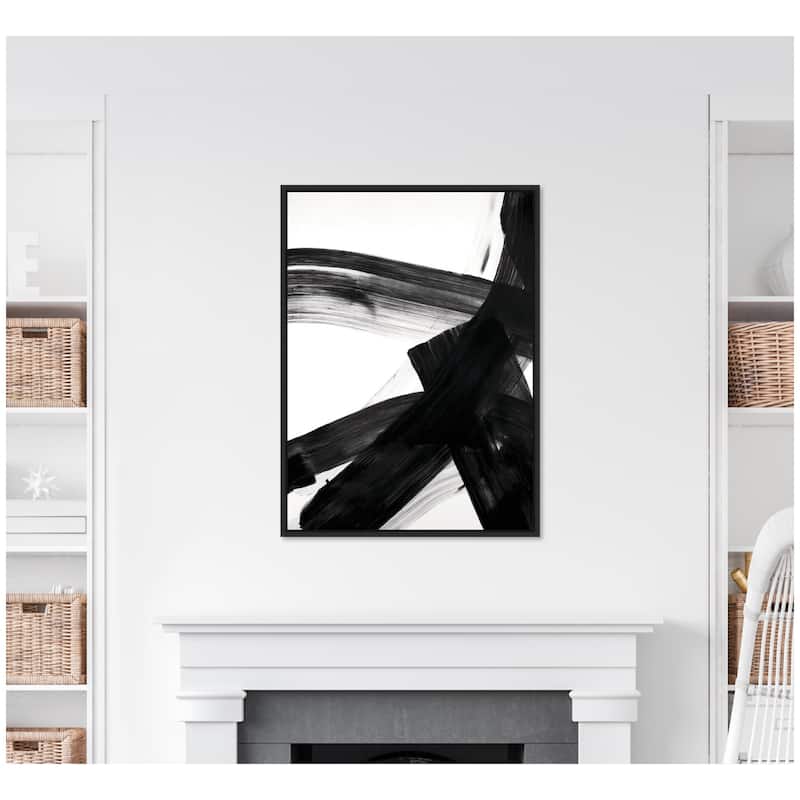 Kate and Laurel Black Mark No. 2 by Amy Lighthall Framed Canvas Wall Art Print