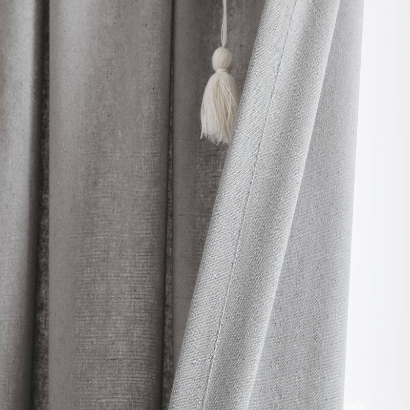 Lush Decor Boho Pom Pom Tassel Linen Window Curtain Panel (Single)