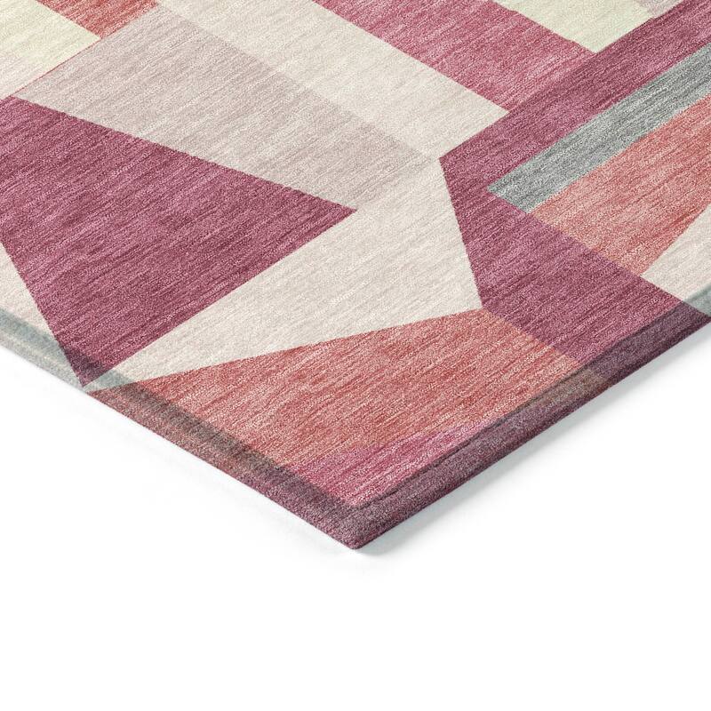 Machine Washable Indoor/ Outdoor Contemporry Mosaic Chantille Rug