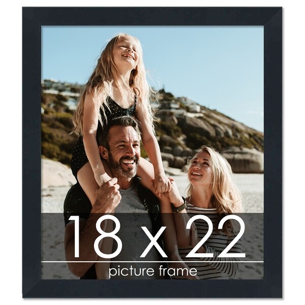 18x22 Contemporary Black Wood Picture Frame - UV Acrylic, Foam