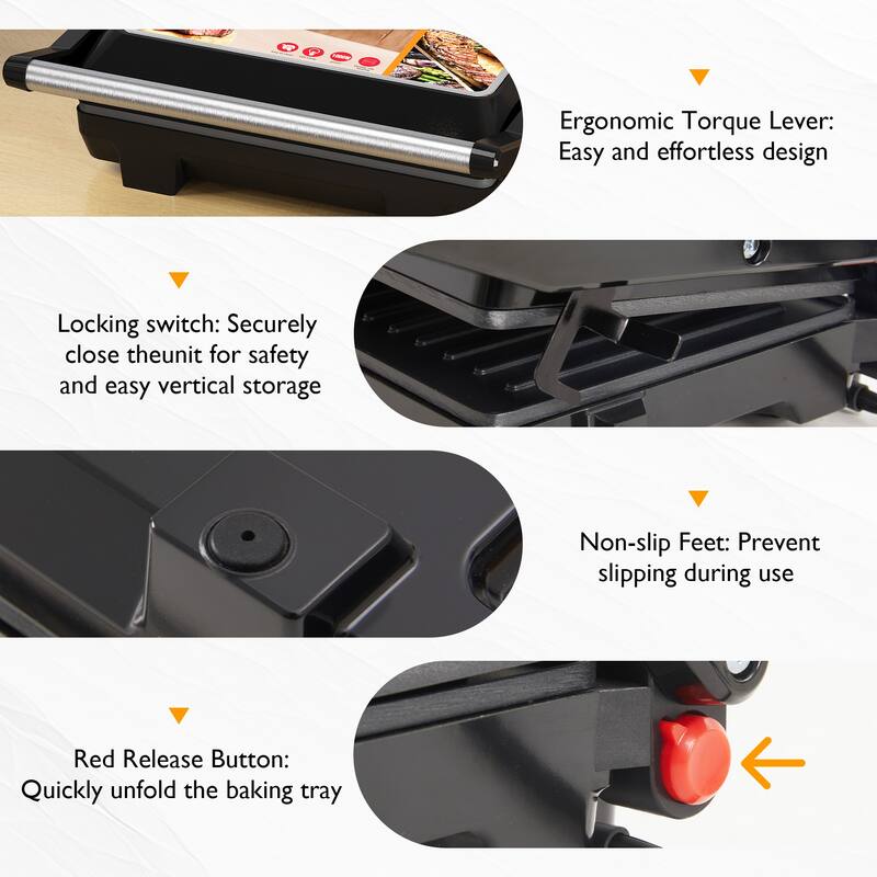 1000W Portable Panini Press Sandwich Maker