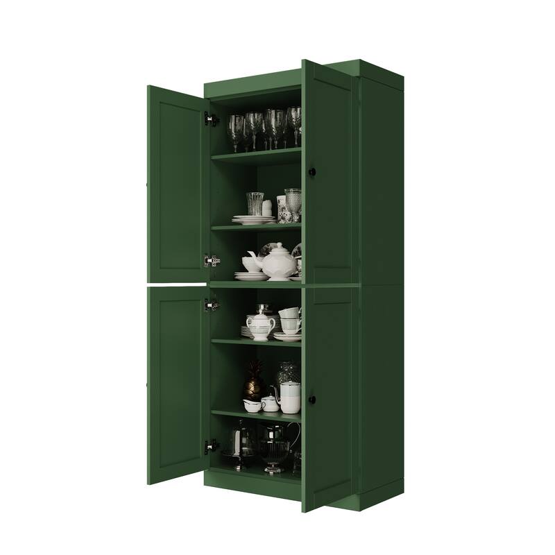 Palace Imports 100% Solid Wood 32" Pantry Cabinet with Shaker Doors and Adjustable Shelves